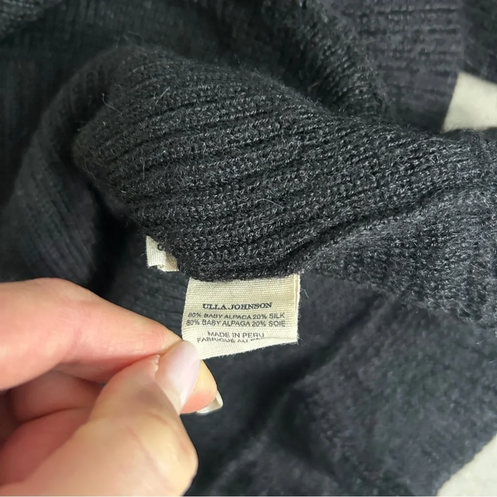 Ulla Johnson nadine pullover sweater black alpaca silk blend ruffle hem small - Picture 5 of 6